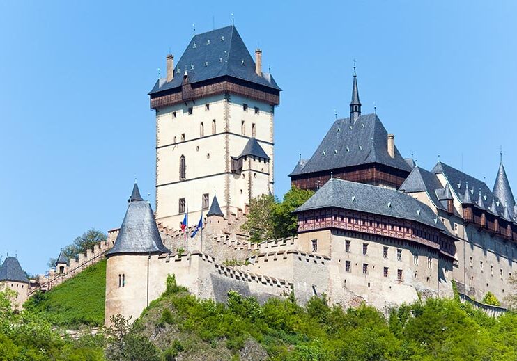 Historic medieval Karlstejn Castle in Czech Republic (Bohemia, near Prague )